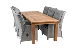 7-delige tuinset | 6 Dublin verstelbare stoelen (MG) | 240cm Ayra tuintafel (Teak)