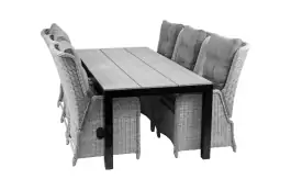 7-delige tuinset | 6 Dublin verstelbare stoelen (MG) | 225cm Cyprus tuintafel (Grey)