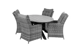 5-delige tuinset | 4 Dublin tuinstoelen (AG) | 180cm ovale Cyprus tuintafel (Grey)