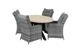 5-delige tuinset | 4 Dublin tuinstoelen (AG) | 180cm ovale Cyprus tuintafel (Wood)