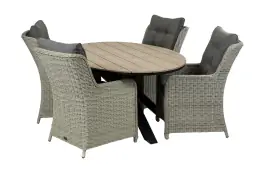 5-delige tuinset | 4 Dublin tuinstoelen (MG) | 180cm ovale Cyprus tuintafel (Wood)