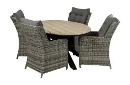 5-delige tuinset | 4 Dublin tuinstoelen (AG) | 180cm ovale Cyprus tuintafel (Wood)