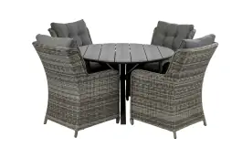 5-delige ronde tuinset | 4 Dublin tuinstoelen (AG) | ⌀120cm Cyprus tuintafel (Grey)