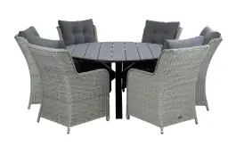 7-delige ronde tuinset | 6 Dublin tuinstoelen (MG) | ⌀150cm Cyprus tuintafel (Grey)