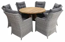 7-delige ronde tuinset | 6 Dublin tuinstoelen (MG) | ø150cm Ayra tuintafel  (Teakhout)