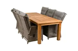 7-delige tuinset | 6 Dublin verstelbare stoelen (SW) | 240cm Ayra tuintafel (Teakhout)