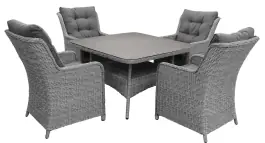 5-delige tuinset | 4 Dublin tuinstoelen (MG) | 115x115cm tuintafel (Keramiek)