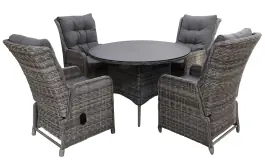5-delige ronde tuinset | 4 Dublin verstelbare stoelen | ⌀120cm tuintafel (AG)