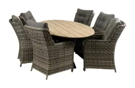 7-delige tuinset | 6 Dublin tuinstoelen (AG) | 220cm ovale Cyprus tuintafel (Wood)