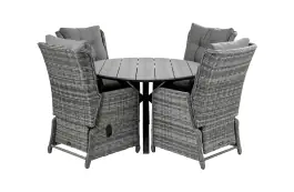 5-delige ronde tuinset | 4 Dublin verstelbare stoelen (AG) | ⌀120cm Cyprus tuintafel (Grey)