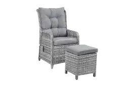 Dublin tuinstoel verstelbaar | Ash Grey + Hocker 40x40 | Ash Grey