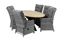 7-delige tuinset | 6 Dublin verstelbare stoelen (AG) | 220cm ovale Cyprus tuintafel (Wood)