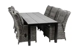 7-delige tuinset | 6 Dublin verstelbare stoelen (AG) | 225cm Cyprus tuintafel (Grey)