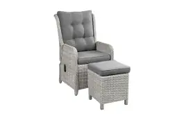 Dublin tuinstoel verstelbaar | Mystic Grey + Hocker 40x40 | Mystic Grey