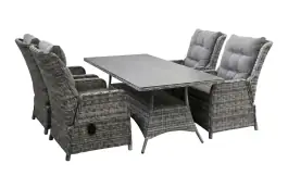 5-delige tuinset | 4 Dublin verstelbare stoelen (AG) | 160cm tuintafel (Keramiek)
