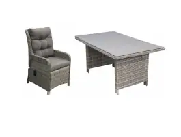 5-delige tuinset | 4 Dublin verstelbare stoelen (AG) | 145cm tuintafel