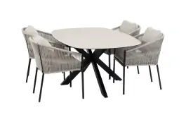 5-delige tuinset | 4 Elvira tuinstoelen | Tuintafel Barletta 180x115cm  | Black Sandstone 