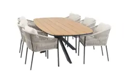 7-delige tuinset | 6 Elvira tuinstoelen (Black) | Tuintafel Cadiz 240x115cm (Black)