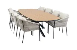 9-delige tuinset | 8 Elvira tuinstoelen (Black) | Tuintafel Cadiz 280x115cm (Black)