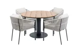 5-delige ronde tuinset | 4 Elvira tuinstoelen (Black) | ø120cm Tower tuintafel (Black)