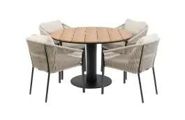 5-delige ronde tuinset | 4 Elvira tuinstoelen (Black) | ø120cm Tower tuintafel (Black)