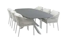 7-delige tuinset | 6 Elvira tuinstoelen (Camel) | Tuintafel Barletta 240x115cm (Desert Pearl/Camel)