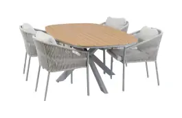 5-delige tuinset | 4 Elvira tuinstoelen (Camel) | Tuintafel Cadiz 180x115cm (Camel)