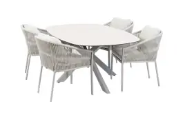 5-delige tuinset | 4 Elvira tuinstoelen (Camel) | Tuintafel Malaga 180x115cm (Camel)