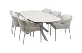 7-delige tuinset | 6 Elvira tuinstoelen (Camel) | Tuintafel Malaga 240x115cm (Camel)