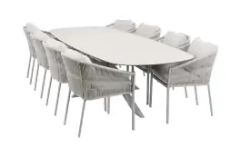 9-delige tuinset | 8 Elvira tuinstoelen (Camel) | Tuintafel Malaga 280x115cm (Camel)