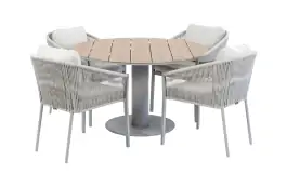 5-delige ronde tuinset | 4 Elvira tuinstoelen (Camel) | Tuintafel Tower ø120cm (Camel)