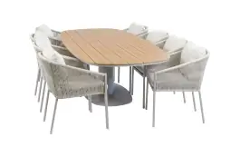 9-delige tuinset | 8 Elvira tuinstoelen (Camel) | Tuintafel Tower 260cm (Camel)