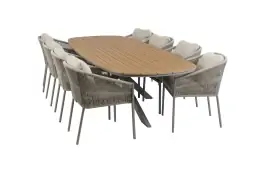 9-delige tuinset | 8 Elvira tuinstoelen (Camel) | Tuintafel Cadiz 280x115cm (Camel)