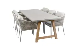 7-delige tuinset | 6 Elvira tuinstoelen (Camel) | Tuintafel Rock 235x100cm (Beton)