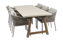 7-delige tuinset | 6 Elvira tuinstoelen (Camel) | Tuintafel Rock 235x95cm (Sand)