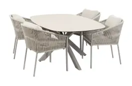 5-delige tuinset | 4 Elvira tuinstoelen (Camel) | Tuintafel Malaga 180x115cm (Camel)