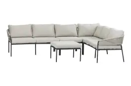 5-Delige hoek loungeset Elvira | Incl Hocker & Middenelement | Black