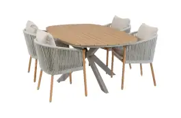 5-delige tuinset | 4 Es Vedra tuinstoelen (Teakhout) | Tuintafel Cadiz 180x115cm (Camel)