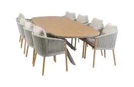 9-delige tuinset | 8 Es Vedra tuinstoelen (Teakhout) | Tuintafel Cadiz 280x115cm (Camel)