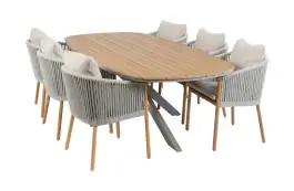 7-delige tuinset | 6 Es Vedra tuinstoelen (Teakhout) | Tuintafel Cadiz 240x115cm (Camel)