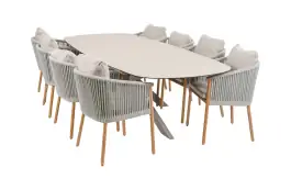 9-delige tuinset | 8 Es Vedra tuinstoelen (Teakhout) | Tuintafel Malaga 280x115cm (Camel)