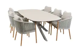 7-delige tuinset | 6 Es Vedra tuinstoelen (Teakhout) | Tuintafel Malaga 240x115cm (Camel)