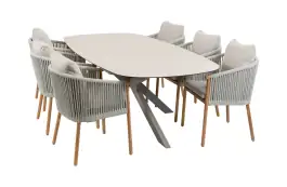 7-delige tuinset | 6 Es Vedra tuinstoelen (Teakhout) | Tuintafel Malaga 240x115cm (Camel)