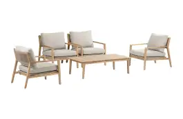 4x Loungestoel Felline + Loungetafel Felline | 120x60cm | Acaciahout