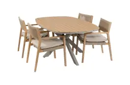 5-delige tuinset | 4 Felline tuinstoelen (Acaciahout) | Tuintafel Cadiz 180x115cm (Camel)