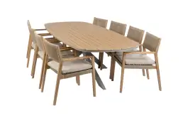 9-delige tuinset | 8 Felline tuinstoelen (Acaciahout) | Tuintafel Cadiz 280x115cm (Camel)