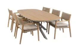 7-delige tuinset | 6 Felline tuinstoelen (Acaciahout) | Tuintafel Cadiz 240x115cm (Camel)