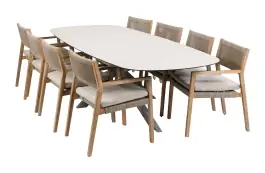 9-delige tuinset | 8 Felline tuinstoelen (Acaciahout) | Tuintafel Malaga 280x115cm (Camel)