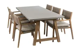 7-delige tuinset | 6 Felline tuinstoelen (Acaciahout) | Tuintafel Rock 235x100cm (Beton)