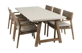 7-delige tuinset | 6 Felline tuinstoelen (Acaciahout) | Tuintafel Rock 235x95cm (Sand)